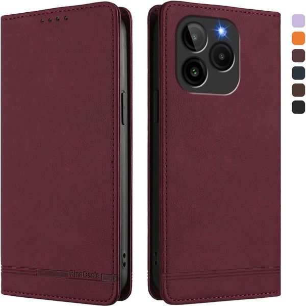 Custodia Per Blu Bold K10/Blu G54, Custodia Retro In Finto Cuoio Con Supporto E Slot Per Carte Rosso-image
