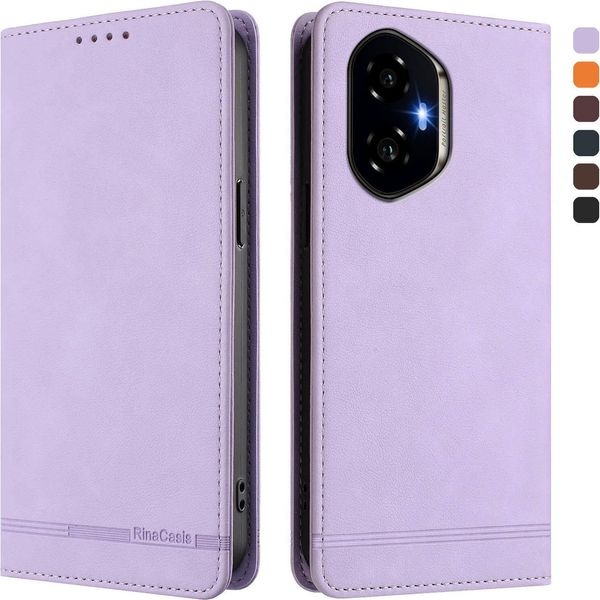 Custodia Per Honor 300, Flip Case In Finto Cuoio Retrò Con Supporto E Slot Per Carte Di Credito Viola-image