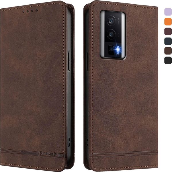 Custodia Per Xiaomi Poco F5 Pro/Redmi K60/K60 Pro, Retro Custodia Flip In Finto Cuoio Con Supporto E Slot Per Schede Brown-image