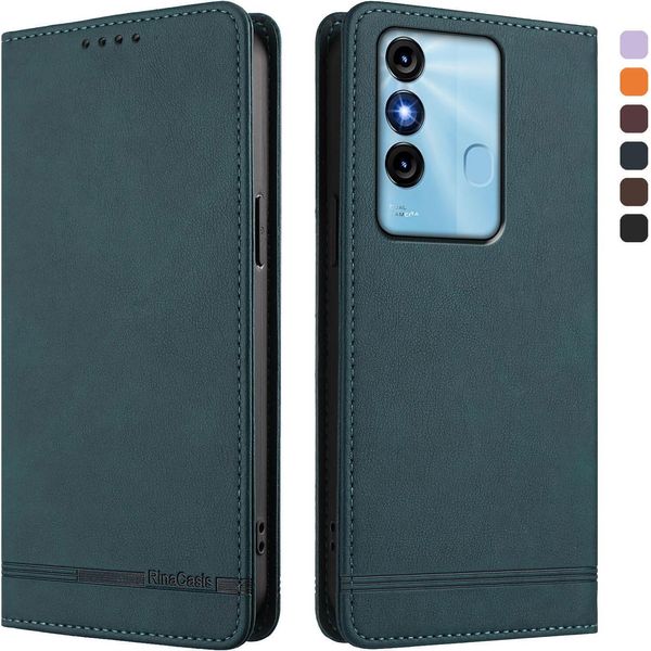 Custodia Per Itel P38/Itel S17/Itel Vision 3, Custodia Retro In Finto Cuoio Con Supporto E Slot Per Carte Verde-image