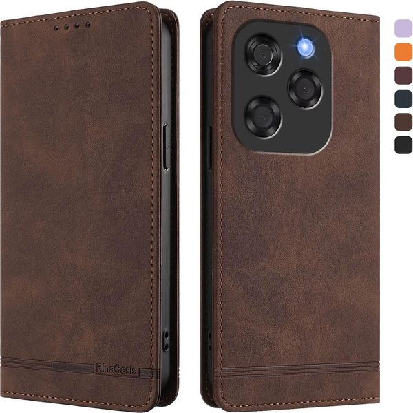 Custodia Per Coolpad X100, Custodia Retro In Finto Cuoio Flip Con Supporto E Slot Per Carte Di Credito Marrone-image