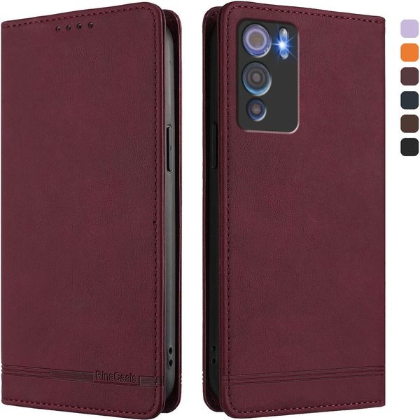Custodia Per Doogee N60 Pro, Custodia Retro In Finto Cuoio Flip Con Supporto E Slot Per Carte Rosso-image