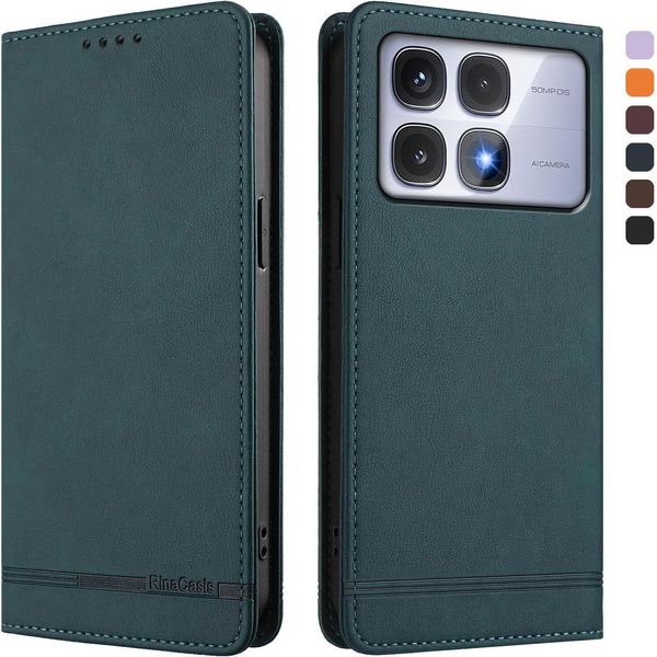 Custodia Per Xiaomi Redmi K70 Ultra, Custodia Flip In Finto Cuoio Retro Con Supporto E Slot Per Carte Verde-image