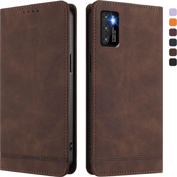 Custodia Per Cubot P50, Flip Case In Finto Cuoio Retrò Con Supporto E Slot Per Carte Di Credito Marrone-image