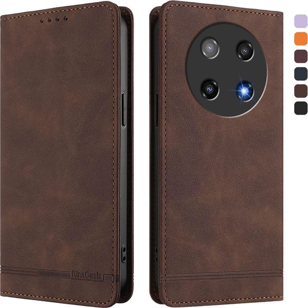 Custodia Per Coolpad C16, Custodia Retro In Finto Cuoio Flip Con Supporto E Slot Per Carte Di Credito Marrone-image