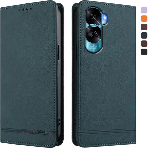 Custodia Per Honor 90 Lite, Flip Case In Finto Cuoio Retrò Con Supporto E Slot Per Carte Di Credito Verde-image