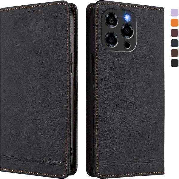 Custodia Per Doogee Note 58 / Note 58 Pro, Retro Custodia In Finto Cuoio Flip Con Supporto E Slot Per Carte Nero-image