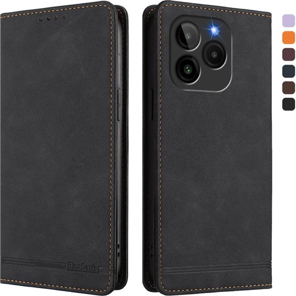 Custodia Per Blu Bold K10/Blu G54, Custodia Retro In Finto Cuoio Flip Con Supporto E Slot Per Schede Nero-image
