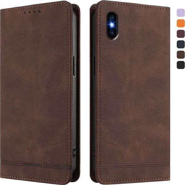 Custodia Per Iphone Xs Max, Custodia Retro In Finto Cuoio Con Supporto E Slot Per Carte Di Credito Marrone-image