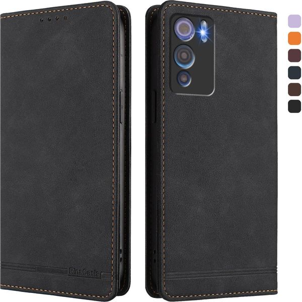 Custodia Per Doogee N60 Pro, Custodia Retro In Finto Cuoio Flip Con Supporto E Slot Per Carte Nero-image