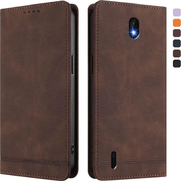 Custodia Per Nokia C01 Plus/Nokia C1 2Nd Edition, Custodia Retro In Finto Cuoio Con Supporto E Slot Per Carte Di Credito Marrone-image