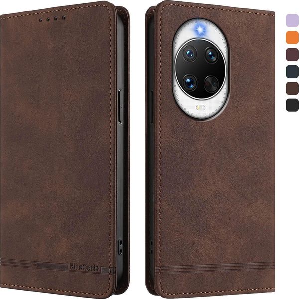 Custodia Per Huawei Nova 14 Pro, Custodia Retro In Finto Cuoio Con Supporto E Slot Per Carte Di Credito Marrone-image