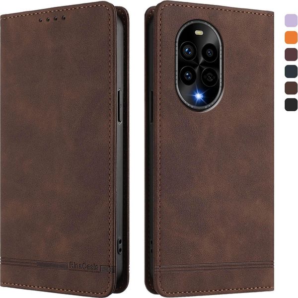 Custodia Per Huawei Nova 13 Pro, Custodia Retro In Finto Cuoio Con Supporto E Slot Per Schede Marrone-image