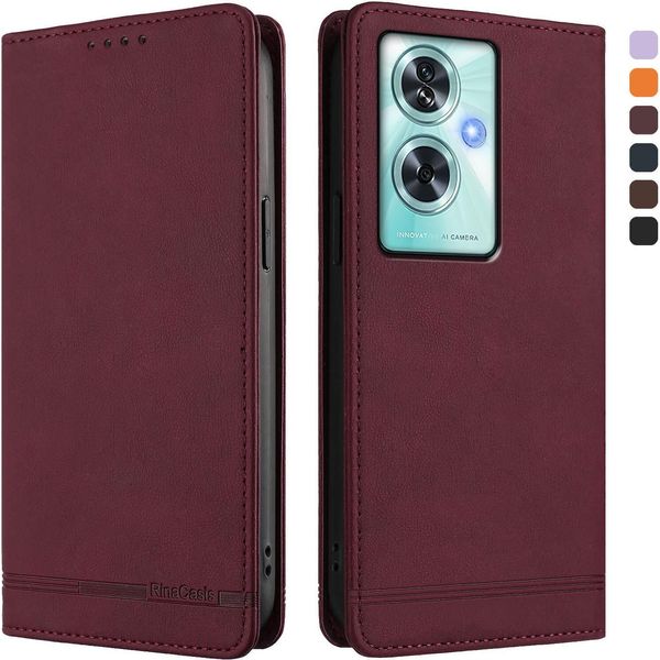 Custodia Per Oneplus Nord N30 Se, Custodia Retro In Finto Cuoio Con Supporto E Slot Per Carte Rosso-image