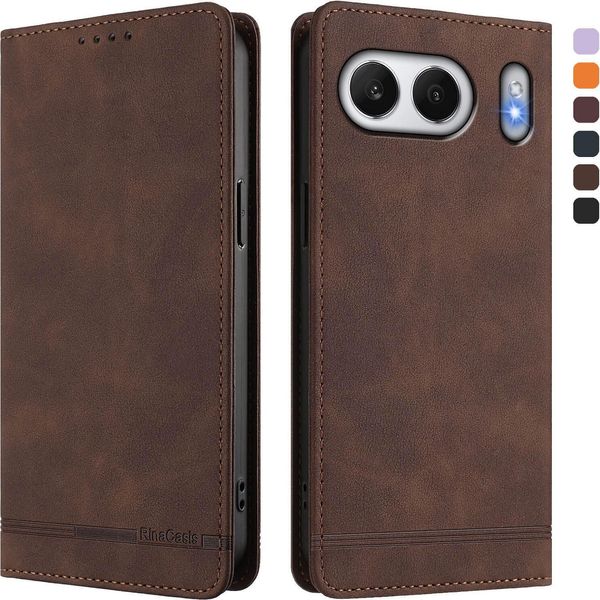 Custodia Per Oneplus Nord 4, Custodia Retro In Finto Cuoio Con Supporto E Slot Per Carte Di Credito Marrone-image