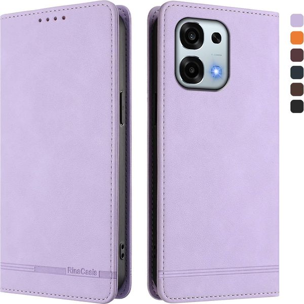 Custodia Per Oppo A6 Pro 5G/Oppo A6 Pro 4G, Custodia Retro In Finto Cuoio Flip Con Supporto E Slot Per Carte Di Credito Viola-image