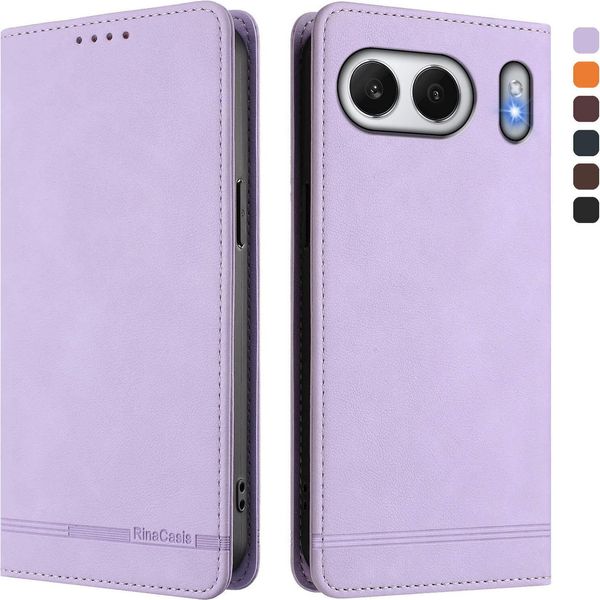Custodia Per Oneplus Nord 4, Custodia Retro In Finto Cuoio Con Supporto E Slot Per Carte Purple-image
