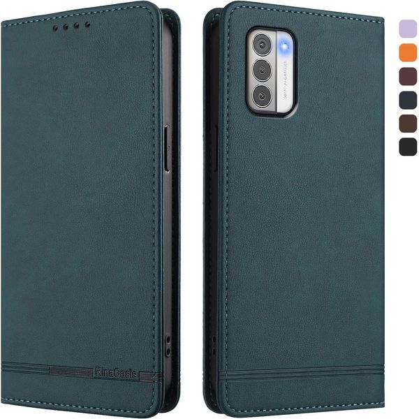 Custodia Per Nokia G42/Nokia G310, Custodia Retro In Finto Cuoio Con Supporto E Slot Per Carte Verde-image