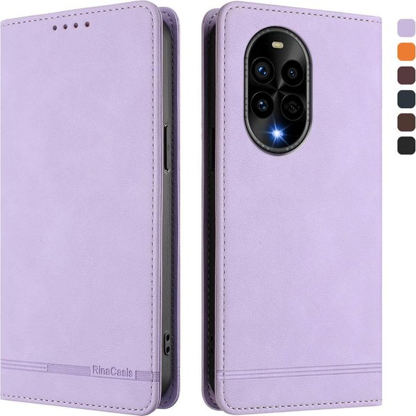 Custodia Per Huawei Nova 13 Pro, Custodia Retro In Finto Cuoio Flip Con Supporto E Slot Per Carte Purple-image