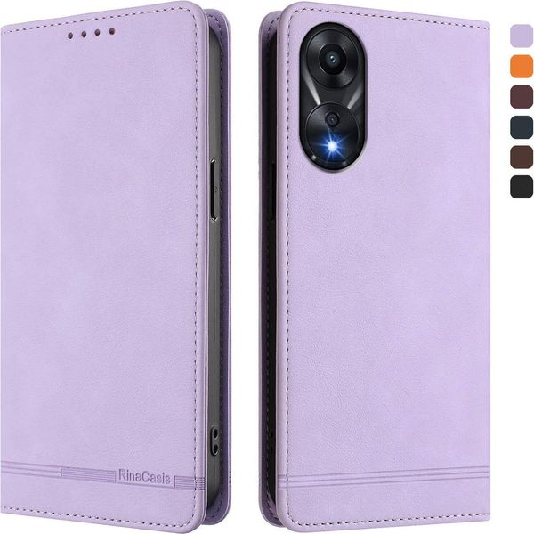Custodia Per Oppo A78 4G, Custodia Retro In Finto Cuoio Con Supporto E Slot Per Carte Purple-image