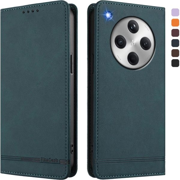 Custodia Per Oppo Find X8, Custodia Retro In Finto Cuoio Flip Con Supporto E Slot Per Carte Verde-image