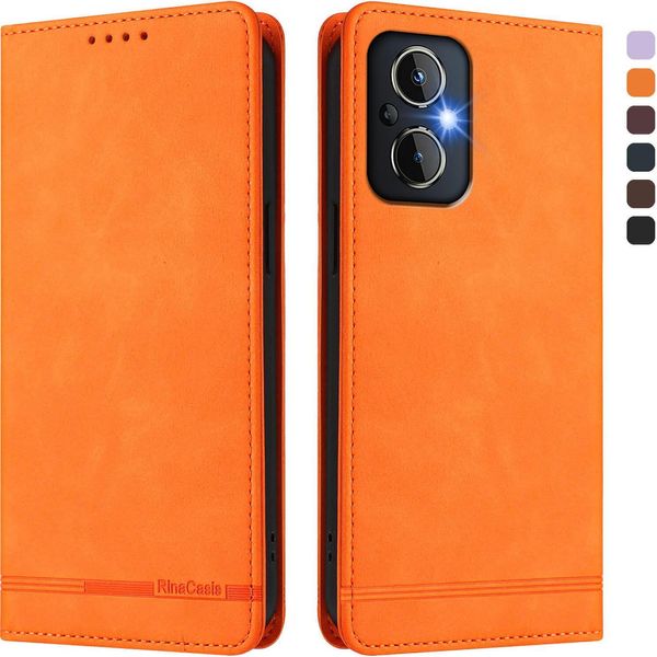 Custodia Per Oneplus Nord N20 5G, Custodia Retro In Finto Cuoio Flip Con Supporto E Slot Per Schede Arancione-image