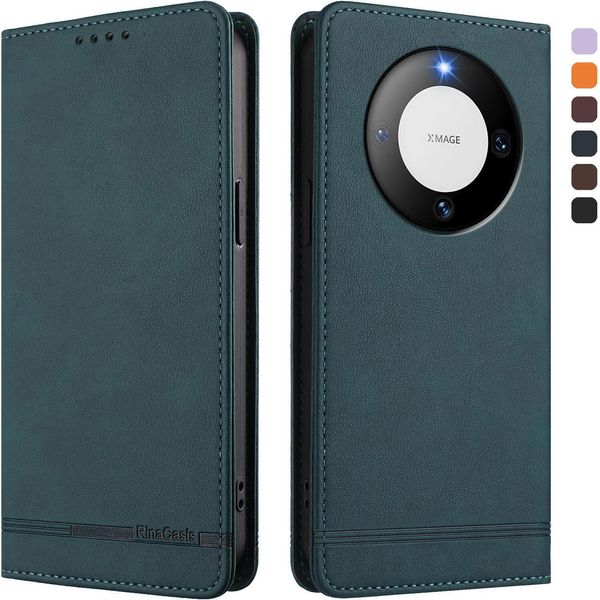 Custodia Per Huawei Mate 60 Pro/Mate 60 Pro+, Custodia Flip In Finto Cuoio Retro Con Supporto E Slot Per Carte Verde-image