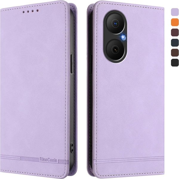 Custodia Per Huawei Nova Y73, Custodia Retro In Finto Cuoio Flip Con Supporto E Slot Per Carte Purple-image
