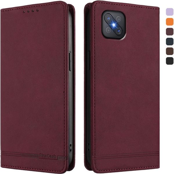 Custodia Per Oppo A92S, Custodia Retro In Finto Cuoio Con Supporto E Slot Per Carte Rosso-image