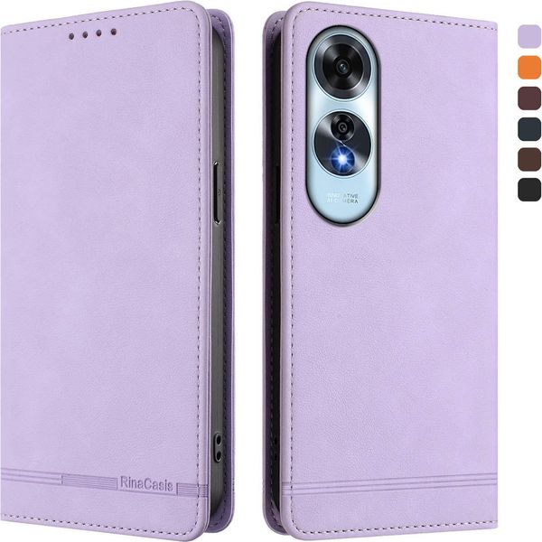 Custodia Per Oppo A60 4G, Custodia Retro In Finto Cuoio Con Supporto E Slot Per Carte Purple-image