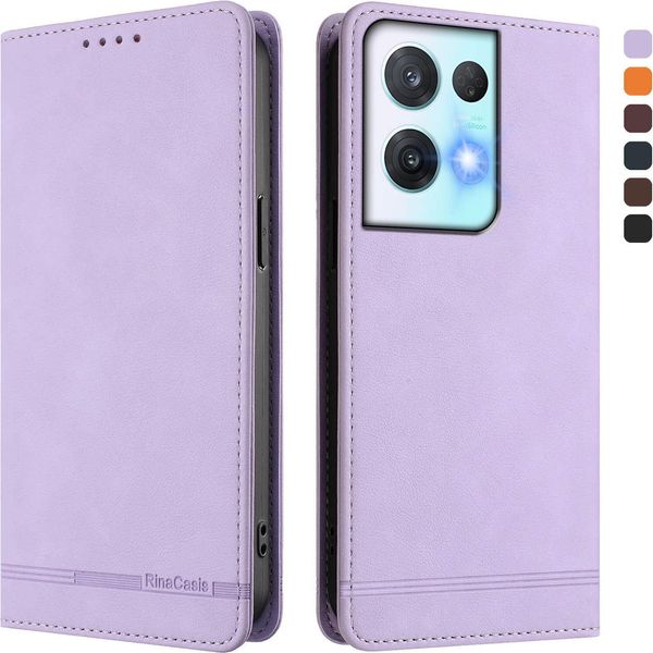 Custodia Per Oppo Reno8 Pro 5G, Retro Custodia Flip In Finto Cuoio Con Supporto E Slot Per Carte Purple-image
