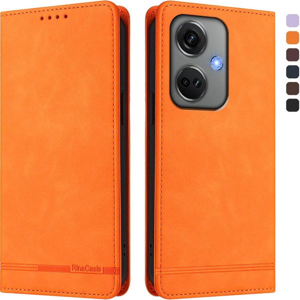 Custodia Per Oppo K11 5G, Custodia Retro In Finto Cuoio Flip Con Supporto E Slot Per Carte Orange-image