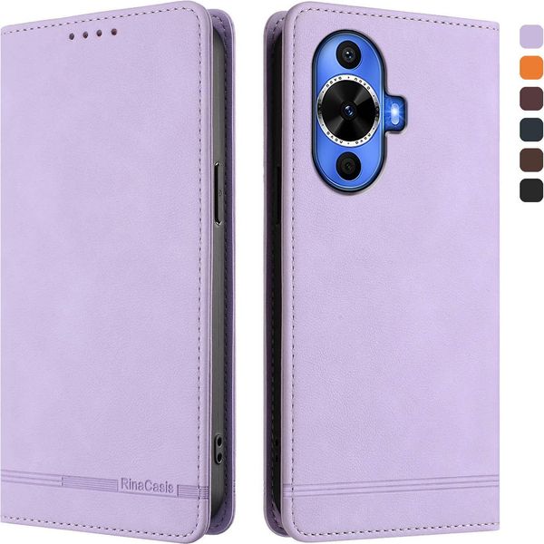 Custodia Per Huawei Nova 12S, Custodia Retro In Finto Cuoio Flip Con Supporto E Slot Per Carte Purple-image
