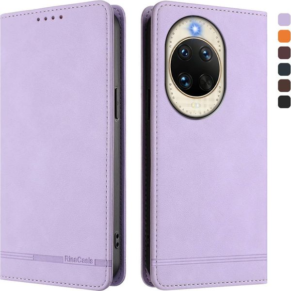 Custodia Per Huawei Nova 14, Custodia Retro In Finto Cuoio Flip Con Supporto E Slot Per Carte Purple-image