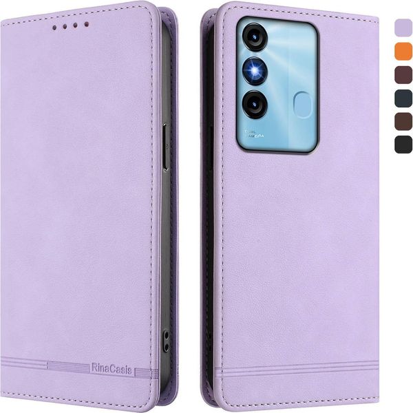 Custodia Per Itel P38/Itel S17/Itel Vision 3, Custodia Retro In Finto Cuoio Flip Con Supporto E Slot Per Carte Purple-image