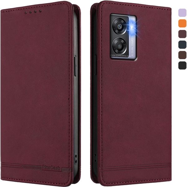Custodia Per Oppo K10 5G, Custodia Retro In Finto Cuoio Con Supporto E Slot Per Carte Di Credito Rosso-image