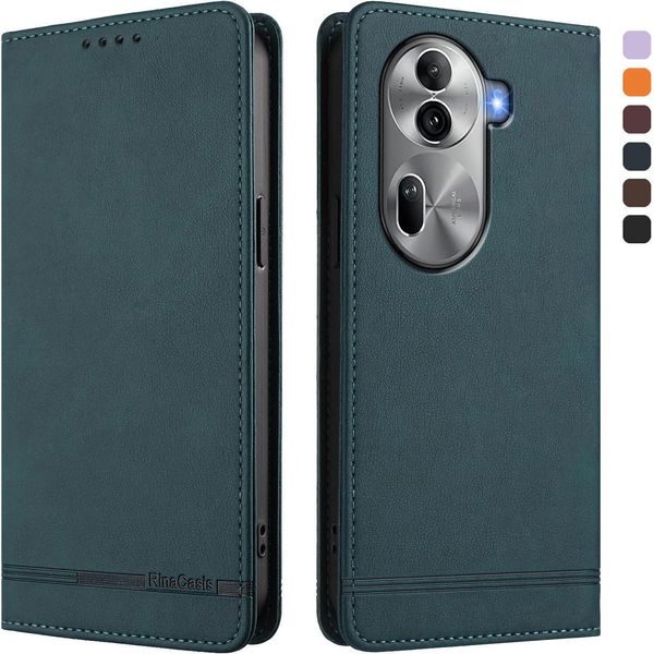 Custodia Per Oppo Reno11 Pro 5G, Custodia Retro In Finto Cuoio Flip Con Supporto E Slot Per Carte Verde-image