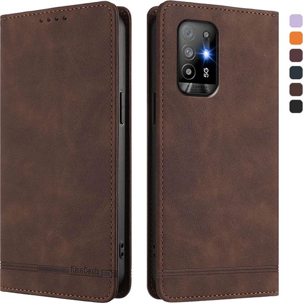 Custodia Per Oppo A94 5G, Custodia Retro In Finto Cuoio Flip Con Supporto E Slot Per Carte Di Credito Marrone-image