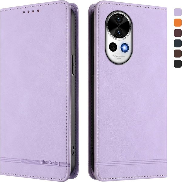 Custodia Per Huawei Nova 13 /Nova 12, Retro Custodia In Finto Cuoio Flip Con Supporto E Slot Per Carte Purple-image