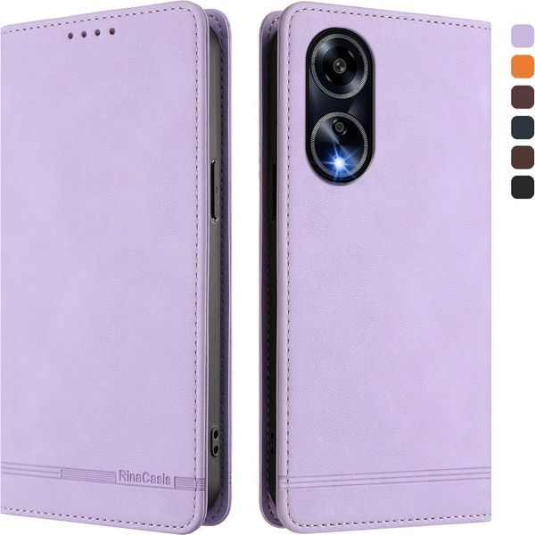 Custodia Per Oppo A98 / Oppo A1 5G, Custodia Retro In Finto Cuoio Con Supporto E Slot Per Carte Purple-image