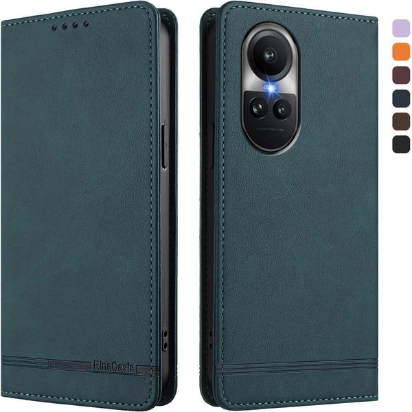 Custodia Per Oppo Reno10 /Reno10 Pro 5G, Retro Custodia In Finto Cuoio Flip Con Supporto E Slot Per Carte Verde-image