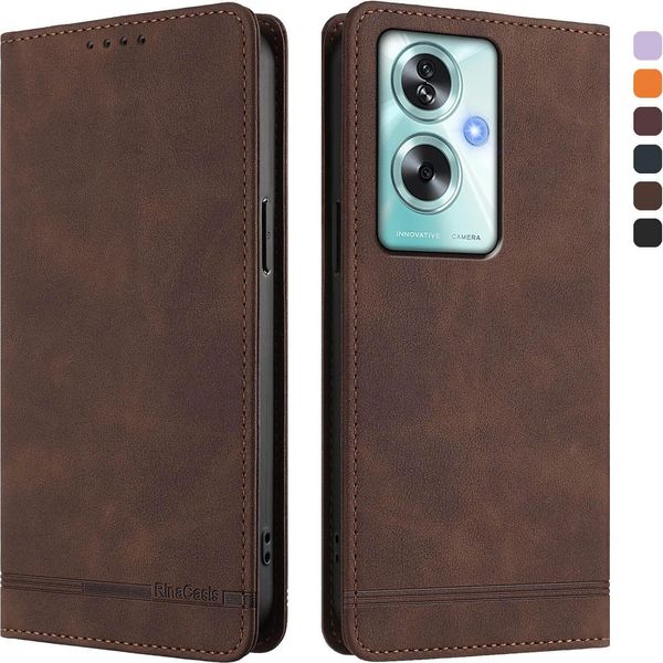 Custodia Per Oppo A79 5G, Custodia Retro In Finto Cuoio Con Supporto E Slot Per Carte Di Credito Marrone-image