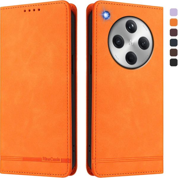 Custodia Per Oppo Find X8, Custodia Retro In Finto Cuoio Flip Con Supporto E Slot Per Carte Arancione-image