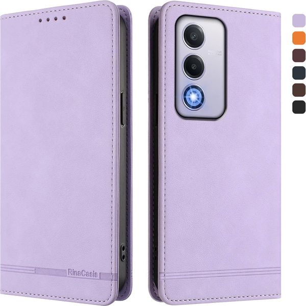 Custodia Per Oppo A80 5G, Custodia Retro In Finto Cuoio Con Supporto E Slot Per Carte Purple-image
