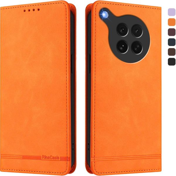 Custodia Per Oppo Find X8S, Custodia Retro In Finto Cuoio Flip Con Supporto E Slot Per Carte Orange-image