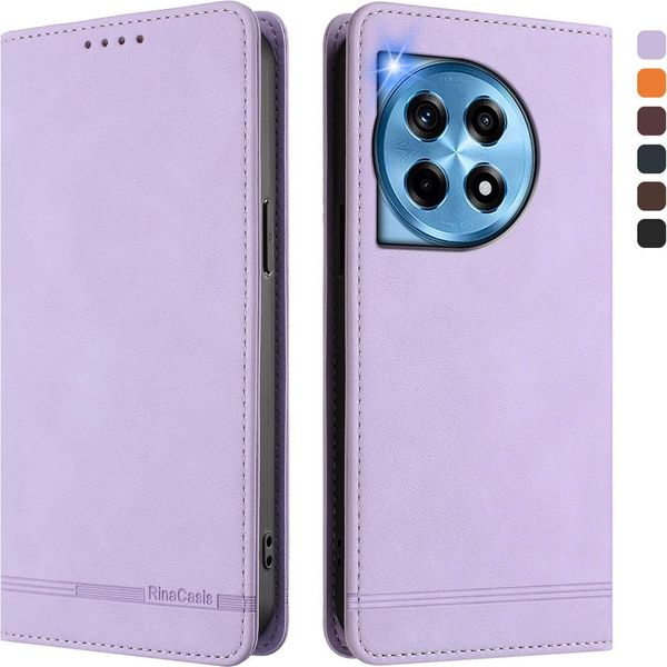 Custodia Per Oneplus 12, Custodia Retro In Finto Cuoio Con Supporto E Slot Per Carte Di Credito Viola-image