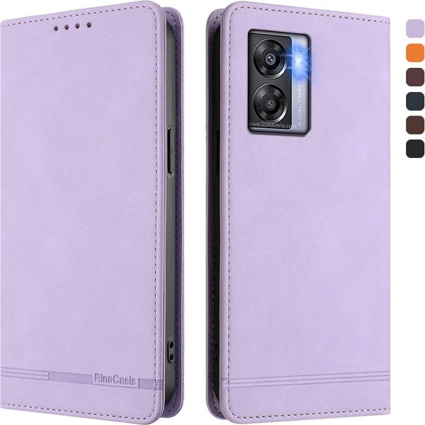 Custodia Per Oppo K10 5G, Custodia Retro In Finto Cuoio Con Supporto E Slot Per Carte Di Credito Viola-image