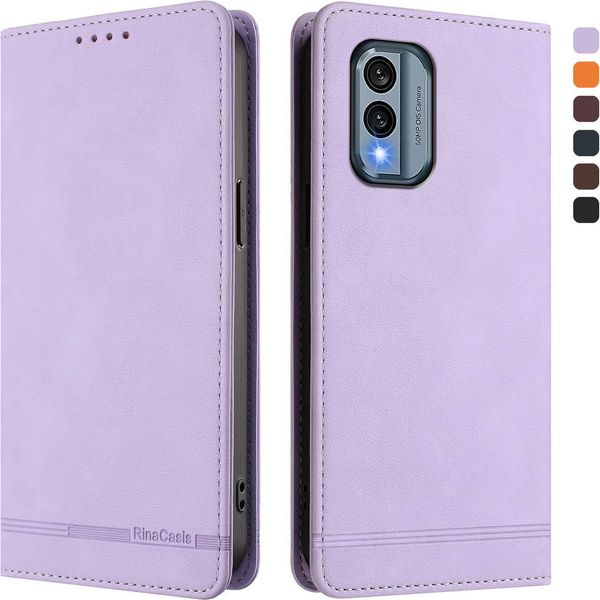 Custodia Per Nokia X30, Flip Case In Finto Cuoio Retrò Con Supporto E Slot Per Carte Di Credito Viola-image