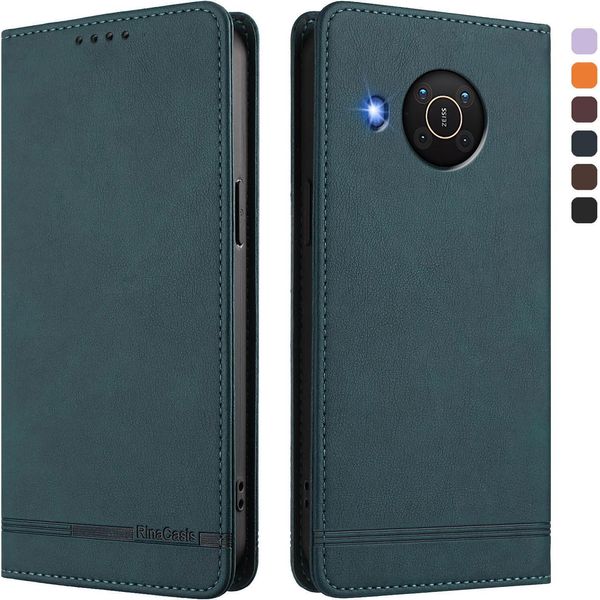 Custodia Per Nokia X20 /Nokia X10, Custodia Retro In Finto Cuoio Con Supporto E Slot Per Schede Verde-image