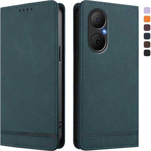 Custodia Per Huawei Nova Y73, Custodia Retro In Finto Cuoio Con Supporto E Slot Per Schede Verde-image